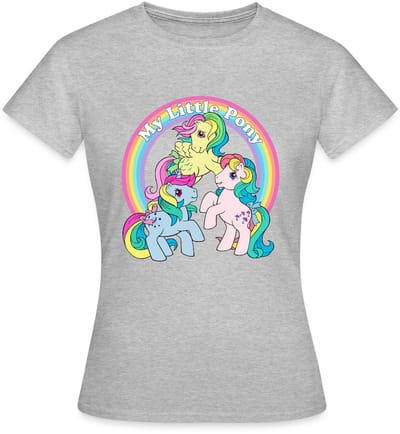 My Little Pony Retro Kleurige Ponys Met Regenboog T-Shirt Dames