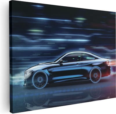 Artaza Canvas Schilderij Sportauto - 40x30 cm - Klein - Muurdecoratie Auto - Wanddecoratie Mancave - Kamer Accessoires Modern