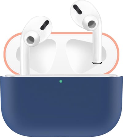 KELERINO. Siliconen Case geschikt voor Apple AirPods Pro - Hoesje - Blauw / Oranje
