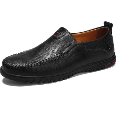 Grote Maten Lente en Herfst Zachte Zool Leren Schoenen Heren Leer Ademend Heren Business Casual Schoenen Lazy Driving Gommino 47 black