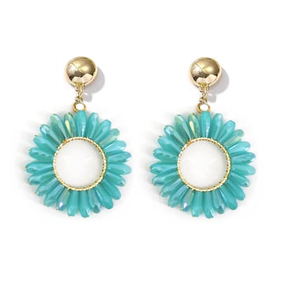 Sunny Beads Oorbellen - Aquablauw | 5,5 x 4 cm | Bijoux / Kraaltjes | Fashion Favorite