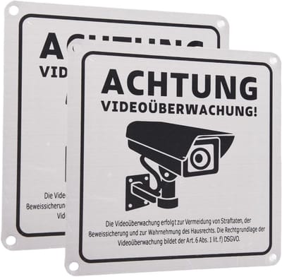 Bewakingsbord - Attentie Camera - Privé Eigendom - Aluminium Zelfklevend - 15x15cm - Grijs