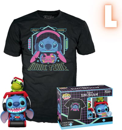 Lilo & Stitch Gamer Stitch with Frog - POP! & Tee Heren Funko Pop! - Neutraal - L