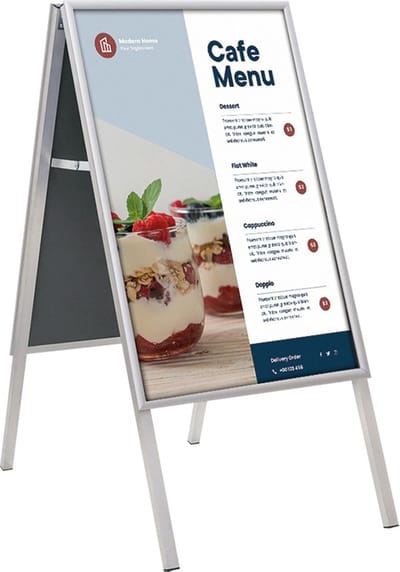 Europel Stoepbord - Kliklijst B1 formaat - 70,7 x 100 cm - 25 mm frame - Dubbelzijdige presentatie - Spatwater bestendig - Gemakkelijk op te bergen