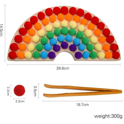 Montessori Speelgoed Regenboog Bord Klem Bal Speelgoed Houten Baby Speelgoed Hand- en Voetcoördinatie Speelgoed Baby Kleurherkenning Speelgoed Cadeau beige