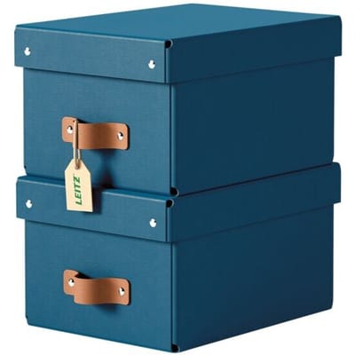 Leitz Puro Kleine Opbergdoos met Deksel - Set van 2 - 7L - 100% Gerecycled Karton - Donkerblauw