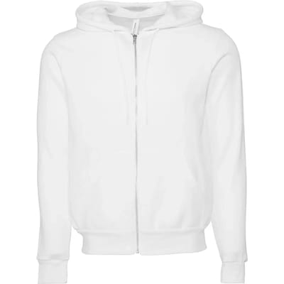 Bella+Canvas Unisex Poly-Cotton Fleece Full-Zip Hoodie CV3739 - DTG White - XS