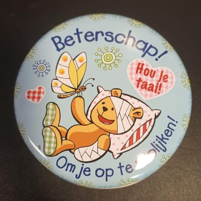 Beterschap - potje in blik - om met iets lekkers te vullen