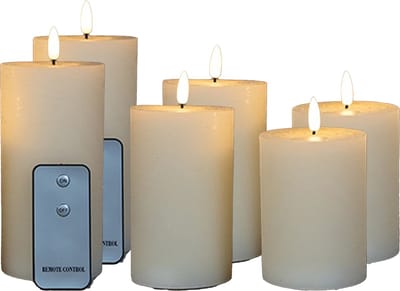 Anna's Collection LED Stompkaarsen met afstandsbediening - 6x - ivoor - 10/12.5/15 cm