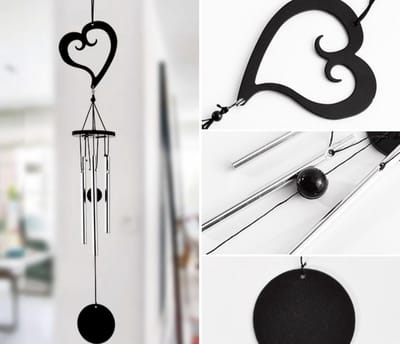 Nature's Melody OT14HE Garden Ornament tunes heart 14" /38cm Musical Ornament Windchime mini windgong hart met rustgevend geluid.