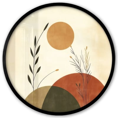 Poster in lijst Rond - Fotolijst 40x40 cm - Posters - Planten - Abstract - Vormen - Ronde posterlijst zwart - Decoratie - Wanddecoratie woonkamer - Muurdecoratie slaapkamer
