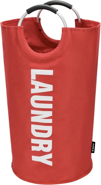 BOTC Wasmand - Waszak - Laundry basket - Wassorteerder - 38x63 cm - waszak vouwbaar - draagbaar wasbox - Rood