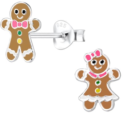 Joy|S - Zilveren poppetjes oorbellen - peperkoek - gingerbread - speculaas sinterklaas kerst - kinderoorbellen