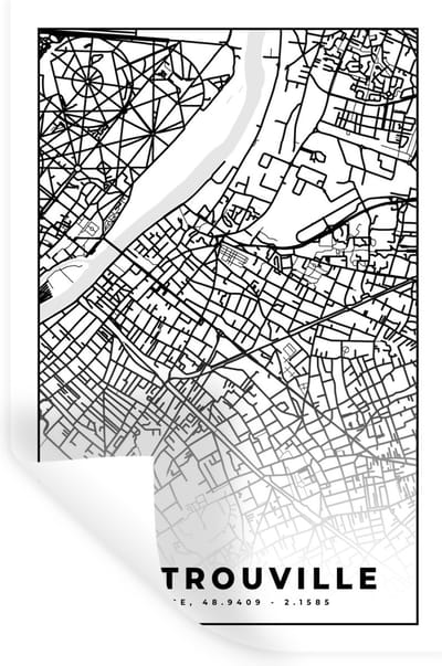 Muurstickers - Sticker Folie - Stadskaart - Plattegrond - Sartrouville - Kaart - Frankrijk - Zwart wit - 20x30 cm - Plakfolie - Muurstickers Kinderkamer - Zelfklevend Behang - Zelfklevend behangpapier - Stickerfolie