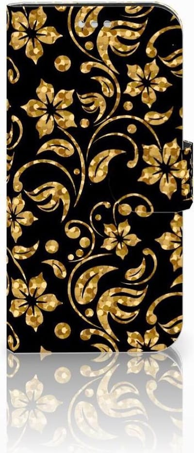 Boekhoesje voor Samsung Galaxy S7 Hoesje Gouden Bloemen