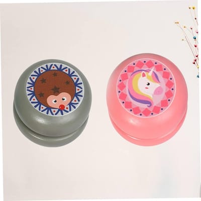 Houten speelgoed voor jongens en meisjes, 2 stuks met cartoon-dierenpatroon, balspeelgoed, polskrachttraining, duurzaam en veilig materiaal