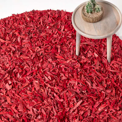 Homescapes Dallas leren tapijt, rood, 150 cm rond