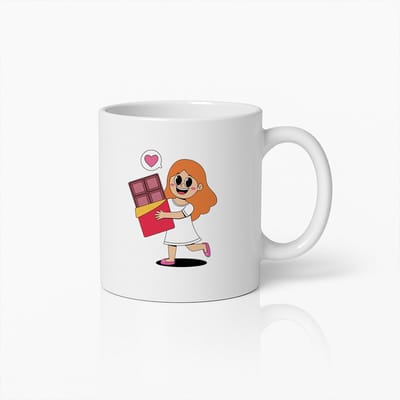 Chocolade Liefhebber Meisje Mok – Schattige Cartoon Koffiekopje voor Zoetekauwen & Snoepfans