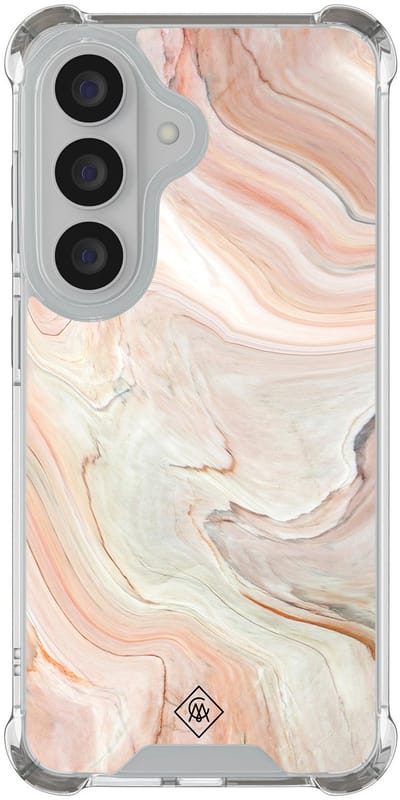 Casimoda® hoesje - Geschikt voor Samsung Galaxy S26 - Marmer Waves - Shockproof case - Extra sterk - TPU/polycarbonaat - Bruin/beige, Transparant