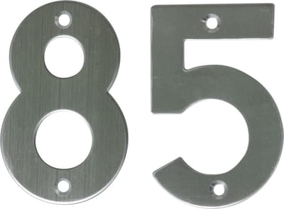AMIG Huisnummer 85 - massief Inox RVS - 10cm - incl. bijpassende schroeven - zilver