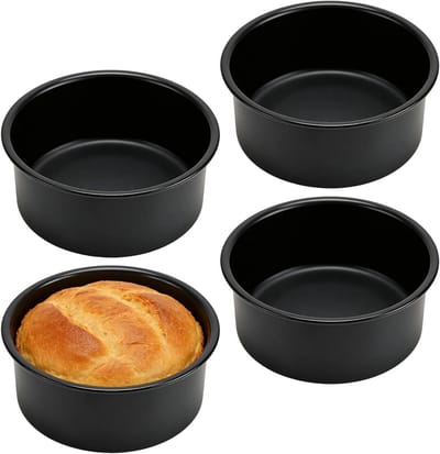 Set van 4 ronde taartvormpjes van 15,5 cm - niet-klevend, diepe cakevormen van koolstofstaal voor perfecte taarten en gebakjes op feesten en bruiloften