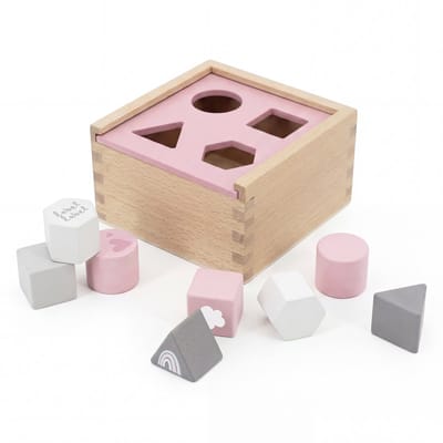 Label Label Houten Vormenstoof - Roze - Sorteerbox met Vormen en Kleuren - Stimuleert Fijne Motoriek en Vormherkenning - Vanaf 18 Maanden