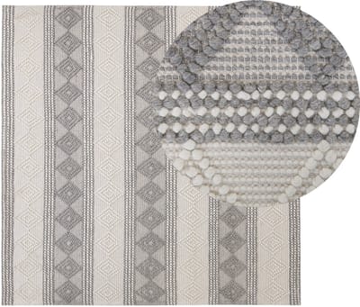 BOZOVA - Laagpolig vloerkleed - Lichtbeige - 200 x 200 cm - Wol