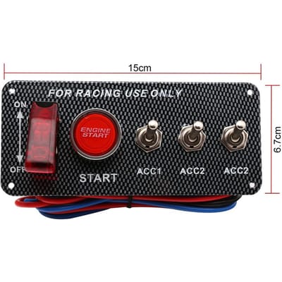 Panneau en Fiber de carbone interrupteur à bascule, bouton de démarrage du moteur d'allumage pour voiture de course 12V/20A gray