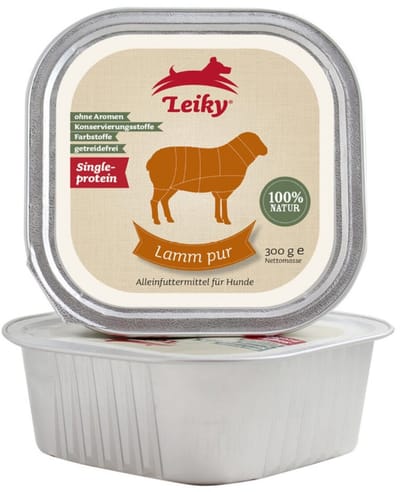 Leiky Pure Lamb - Natvoer voor Honden - Monoproteïne - Licht Verteerbaar - Hoogwaardig Spier- en Orgaanvlees - 300g