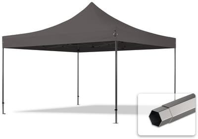 4x4 m Easy Up partytent Vouwpaviljoen, PREMIUM staal 40mm, donkergrijs