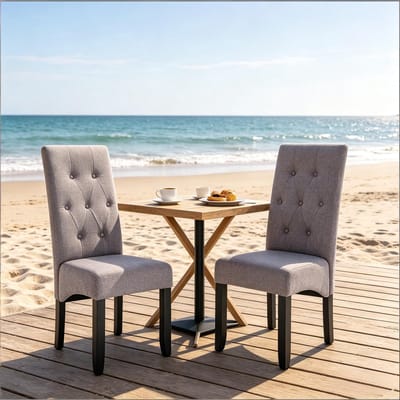Eetkamerstoelen Set van 2 - Hoge Rugleuning Stoel - Moderne Eetkamerstoel - Keukenstoel - Woonkamerstoel - Dressing Stoel - Ontvangststoel - Comfortabele Stoel - Elegante Interieurstoel - Stoel voor Slaapkamer - Grijs