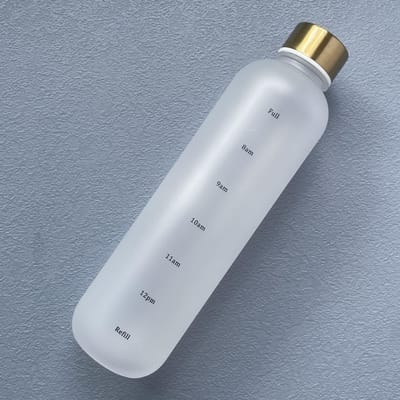 1L Waterfles Met Tijdmarkering, 32oz Motiverende Herbruikbare Lekvrije Matglazen Plastic Waterbeker Voor Buiten Fitness Sport Reizen 1pc wit