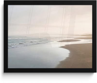Poster in lijst - Fotolijst 40x30 cm - Posters - Kustlijn - Strand - Oceaan - Posterlijst zwart - Decoratie - Wanddecoratie woonkamer - Muurdecoratie slaapkamer