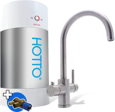 HOTTO Combi 8L - Arco RVS 3-in-1 kraan - inlaatcombinatie - mengventiel