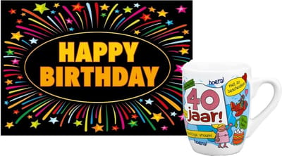 Paperdreams Grappige verjaardag mok/beker 40 jaar vrouw fun tekst 300 ml + wenskaart Happy Birthday