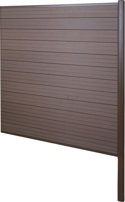 WPC privacyscherm Sarthe, windscherm, aluminium paal voor plaatsing in beton ~ verlengstuk, 185cm bruin