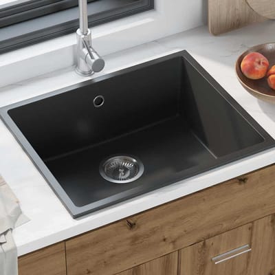 vidaXL Keukenwasbak Zwart 54 x 44 x 20 cm Graniet
