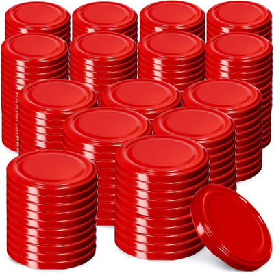 200 Stuks Schroefdeksels Fi66mm Metaal Inmaakdeksels Rood voor Potten