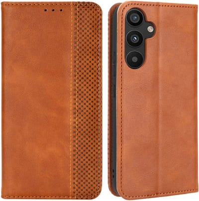 Coverup Hoesje - Geschikt voor Samsung Galaxy A34 Hoesje - Coverup Vintage Style Book Case - Bruin