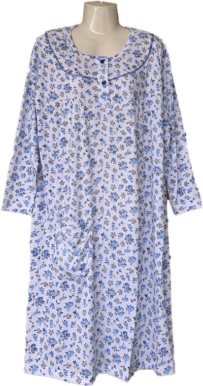 Dames Nachtjapon Lange Mouwen M - Blauw
