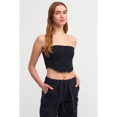 Strakke Strapless Denim Crop Top