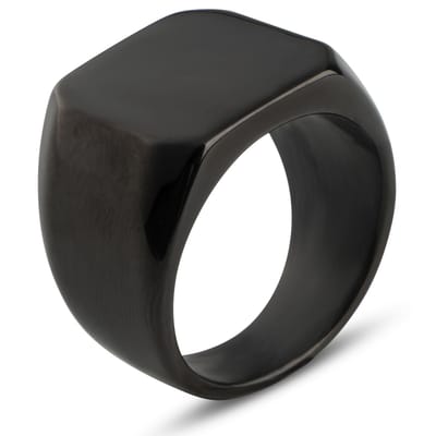 Heren Zegelring Zwart - Staal - Papa Cadeau Voor Mannen - Vaderdag