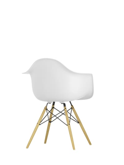 Vitra DAW Eames Plastic Armchair - katoen wit RE - honingkleurig essenhout