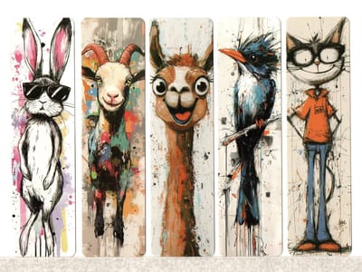 Viwado®Set van 5 Cartoon Dieren Bladwijzers – Kleurrijke Kat, Konijn, Lama, Geit & Vogel – Creatieve Boekmarkeringen voor Lezers en Cadeau Ideeën