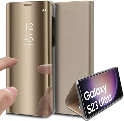 Hoesje geschikt voor Samsung Galaxy S23 Ultra - Book Case Spiegel Goud