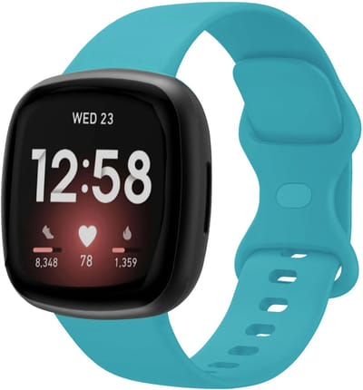 Strap-it Smartwatch bandje - siliconen horlogebandje geschikt voor Fitbit Versa 3 / Fitbit Versa 4 / Fitbit Sense / Fitbit Sense 2 - aqua - Maat: Maat L