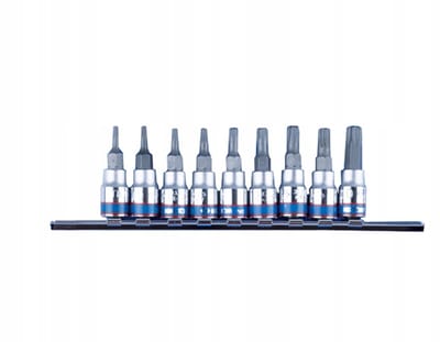 King Tony Torx Bitdoppen Set met Gat 1/4'' 9 Stuks T8-T40
