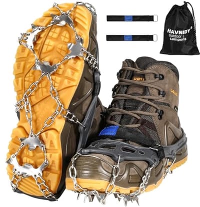 Klimijzers voor schoenen en laarzen met 19 spikes voor winterse wandelingen en visserij