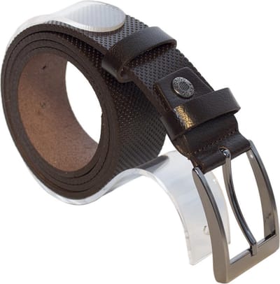 Riem Van Donkerbruin Leer Met Een print - Echt Lederen Riem Donkerbruin 3.5 cm Breed - 135 cm (Taillemaat 115 cm)