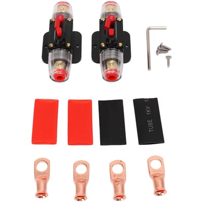 12?24V In-line Stroomonderbreker met Handmatige Reset Zekeringhouder Batterijaansluitingen Krimpkousen voor Auto black